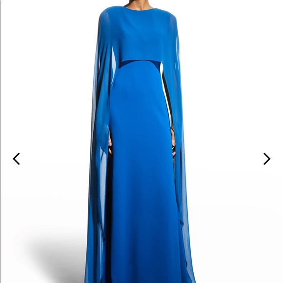 NWT BADGLEY MISCHKA GEORGETTE CAPE GOWN - Picture 2 of 16